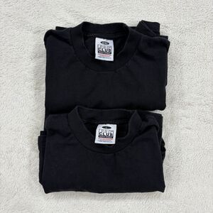 Lot Of 2 VTG Pro Club T Shirts Men's Large Black Crew Blank Heavyweight USA